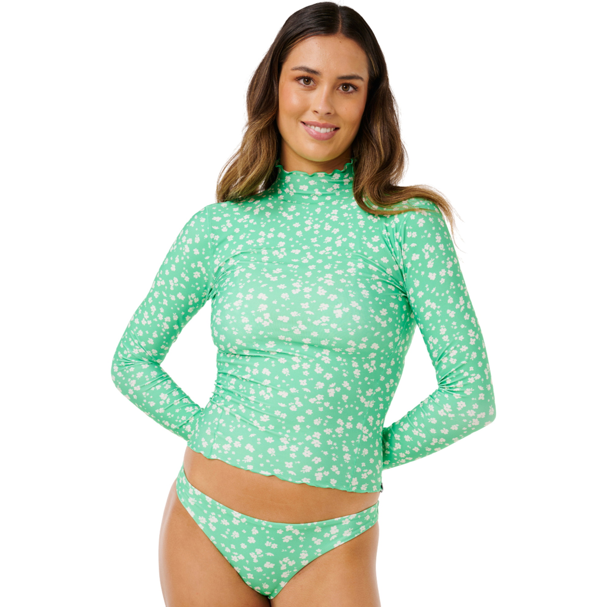 2026 Rip Curl Womens Surf Side UPF Long Sleeve Rash Vest 19ZWRV - Light Green